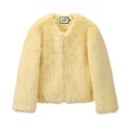 Neo Mint Cool Street Girls Winter Fashion Fluffy Fox Fur Jacket Women Casual Round Neck Faux Fur Coat Chic Thick Warm Outerwear
