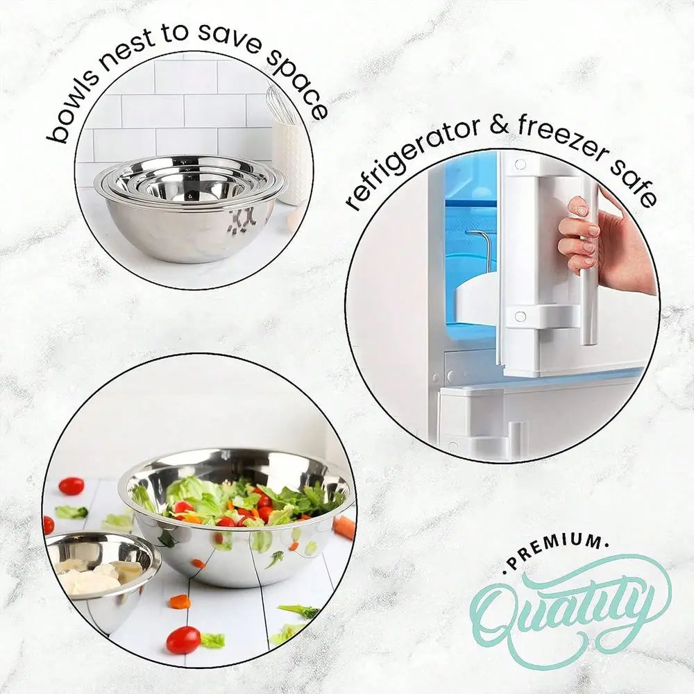 Stainless Steel Nesting Mixing Bowls Five Piece Set