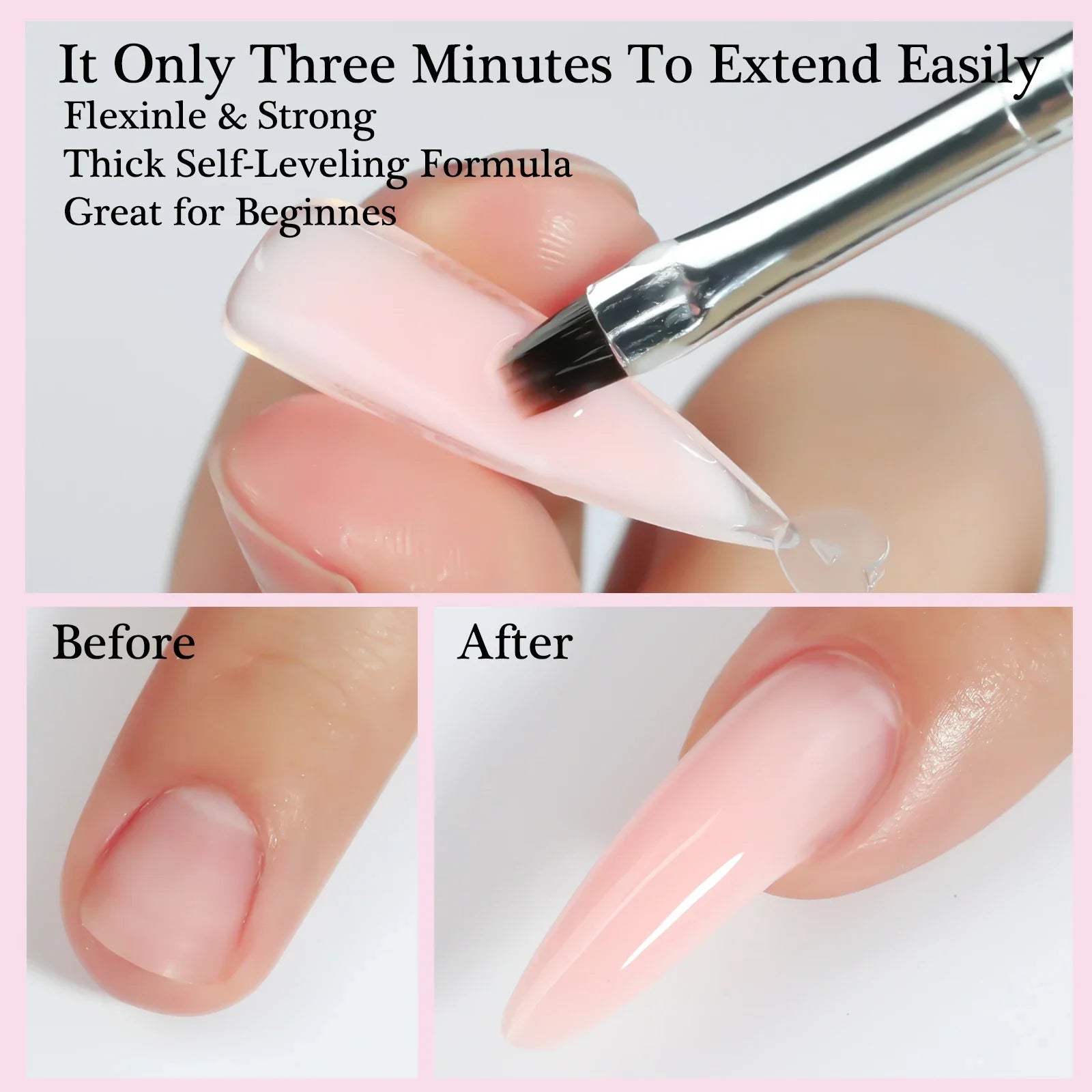 2/3Jars Poly Nail Gel UV LED Cured Builder Nail Gel Set Light Nude Pink Clear Extension Nail Solid Gels For DIY At Home Salon