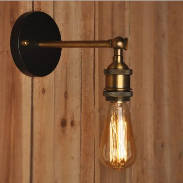American Single Head Wall Lamp, Industrial Style Retro Bedroom, Living Room, Study, Hallway, Staircase E27 Wall Lamp