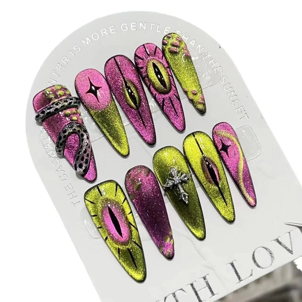 [Alien Eye] Hand-painted Cat's Eye Fake Nails