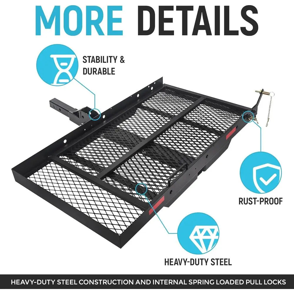 Foldable Trailer Hitch Cargo Carrier With Ramp 500 Lb Capacity