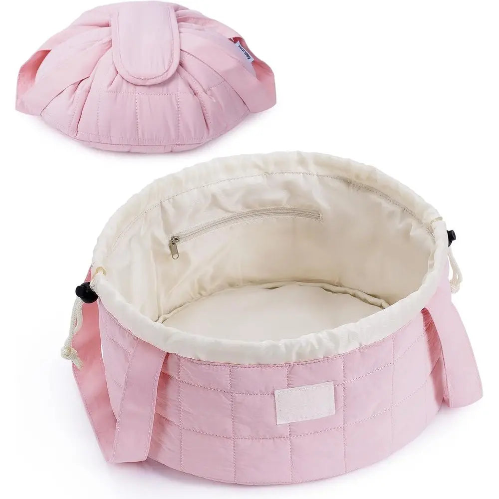 Quilted Makeup Bag With Handle Travel Cosmetic Case