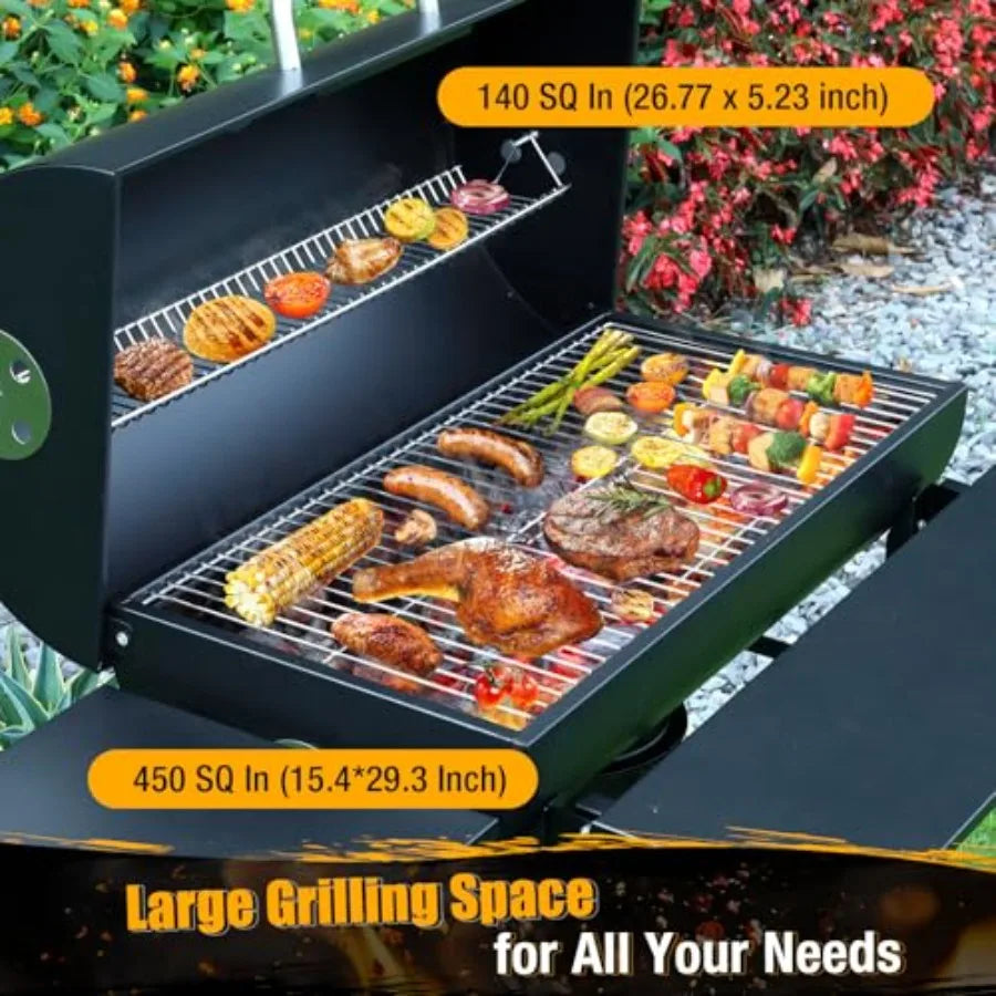 SHXI Charcoal BBQ Grill With Side Table For Backyard Grilling