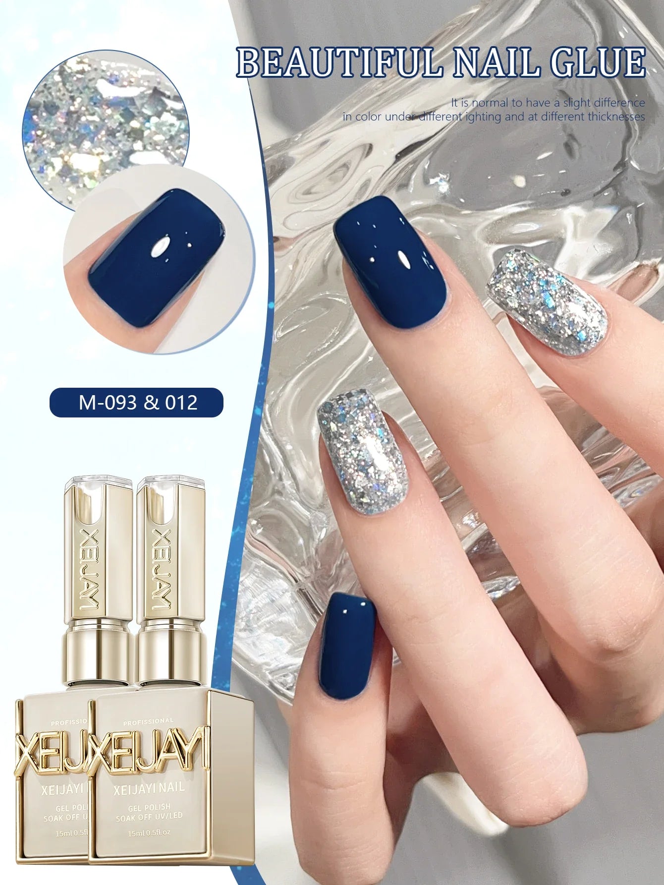 XEIJAYI 2Pcs 15ml Blue Gel Nail Polish Set Semi Permanent UV Gel Polish Kits All For Manicure Kit Soak Off UV LED Vernis Nail