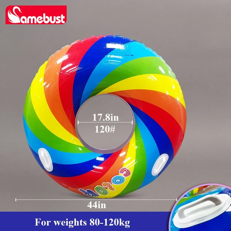 Camebust Double Valves Swim Ring Inflatable Float Tube Water Play Toys  for adult kids Blue and Yellow Color 43in