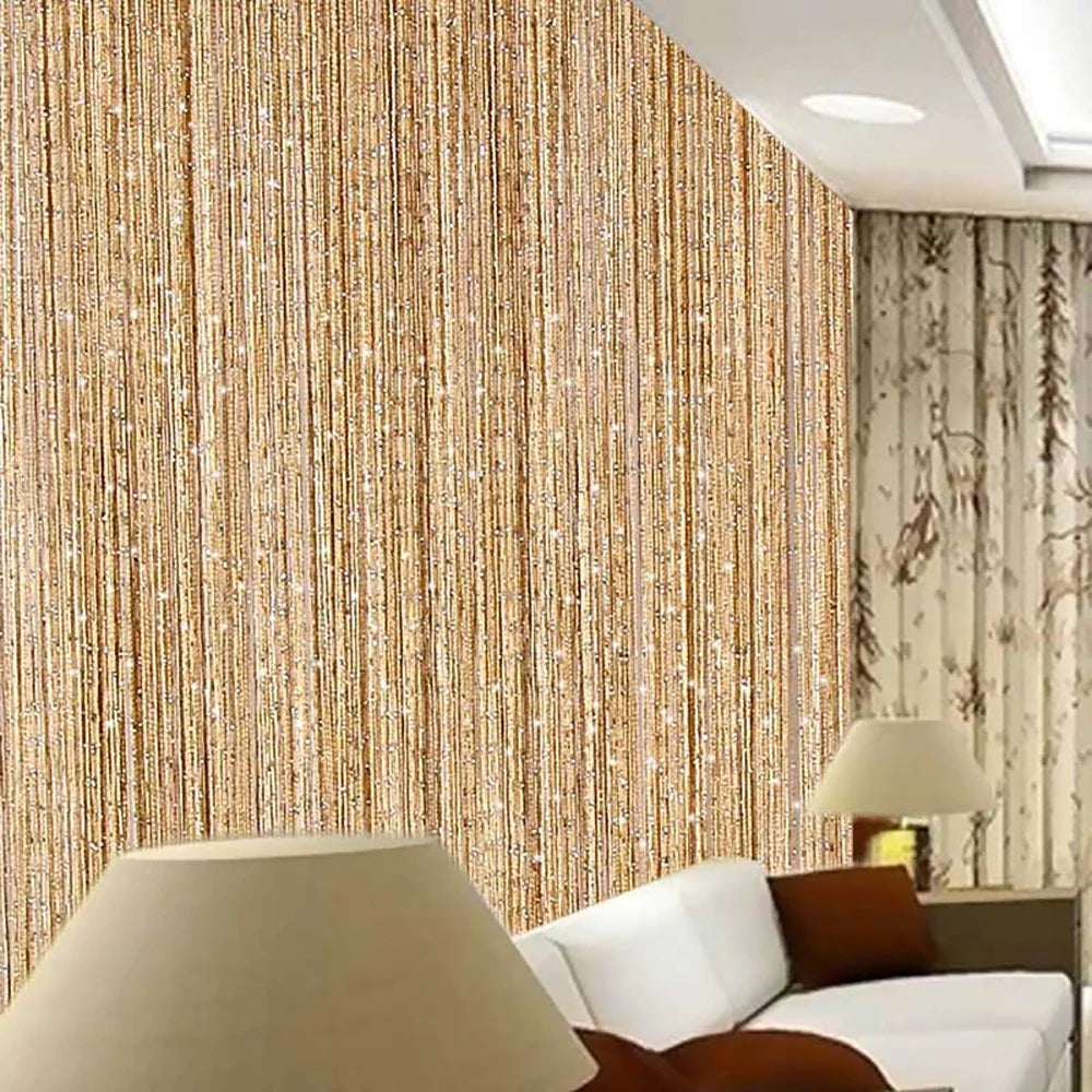 Glitter Door String Curtain Room Divider Blind Silver Ribbon Shiny Tassel Flash Line Curtain for Wedding Party Window Decoration