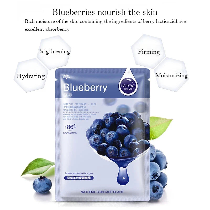 10pcs Natural Plant Facial Mask Moisturizing Oil Control Anti-Aging Fruit Aloe Korean Sheet Face Mask Beauty Skin Care Prodcuts