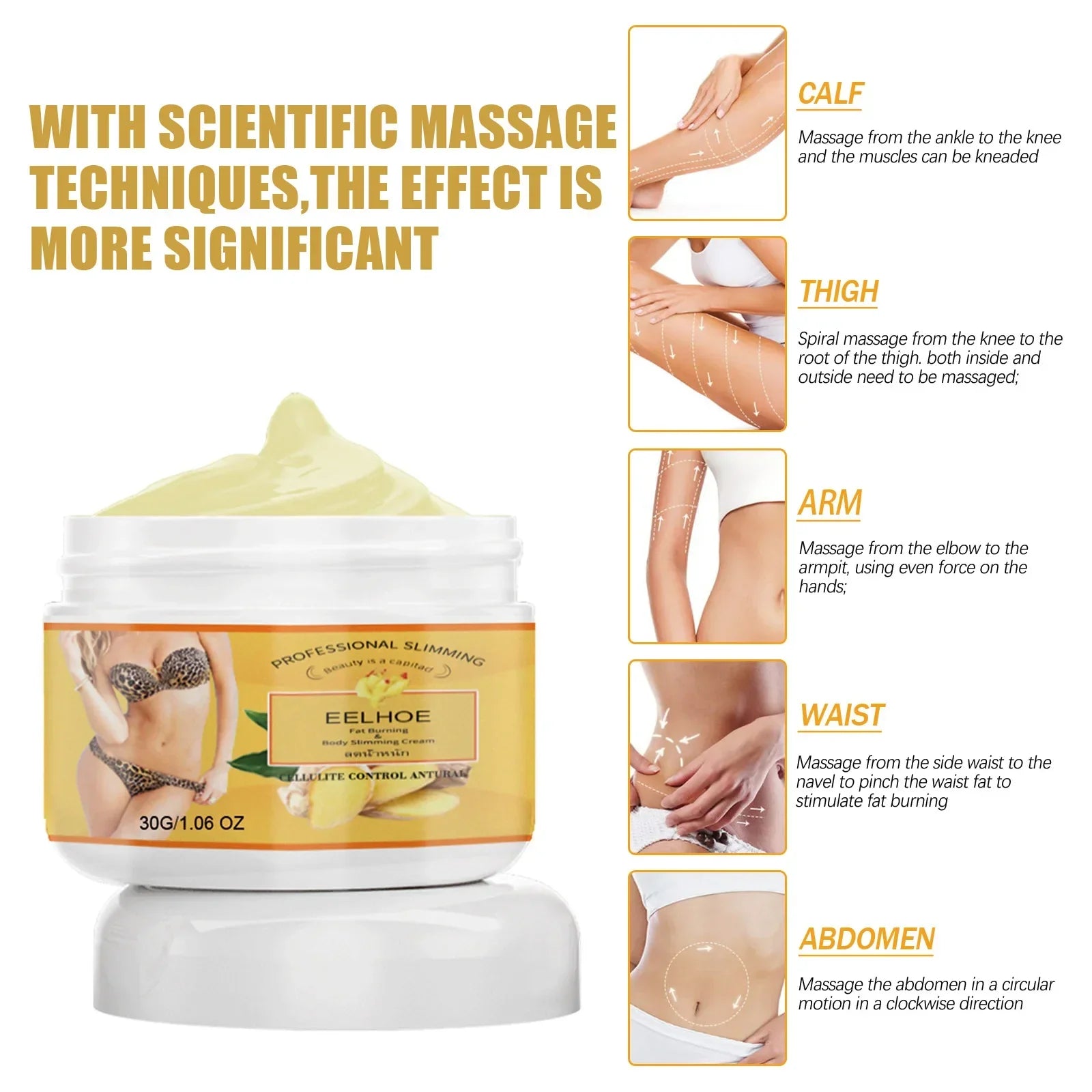 EELHOE Body Firmiing Cream Full Sculpting Anti Cellulite Belly Lasting Tightening Cream Nourishing Body Oil Massaging Cream 30g