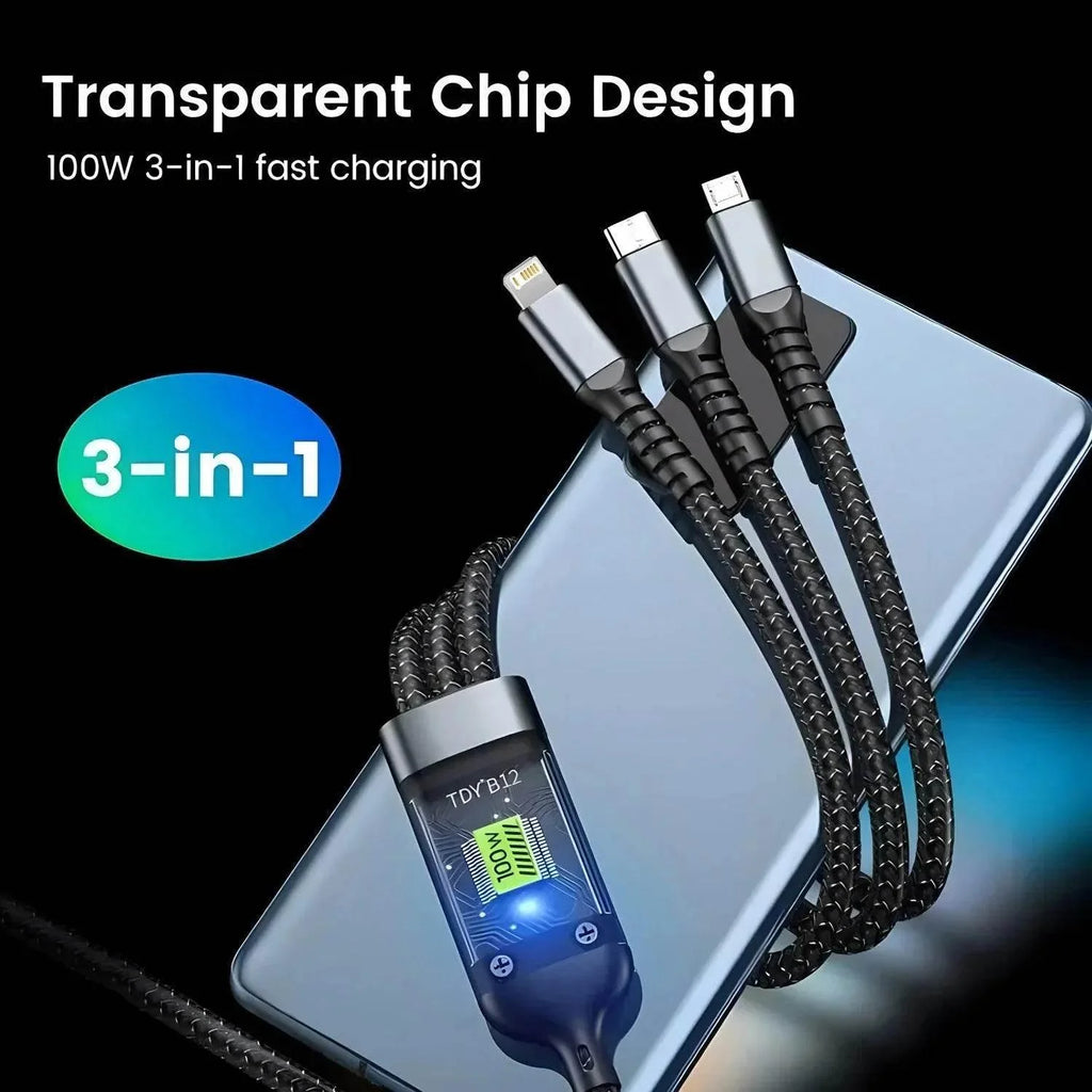 Transparent 3-in-1 Super Fast Charging Cable
