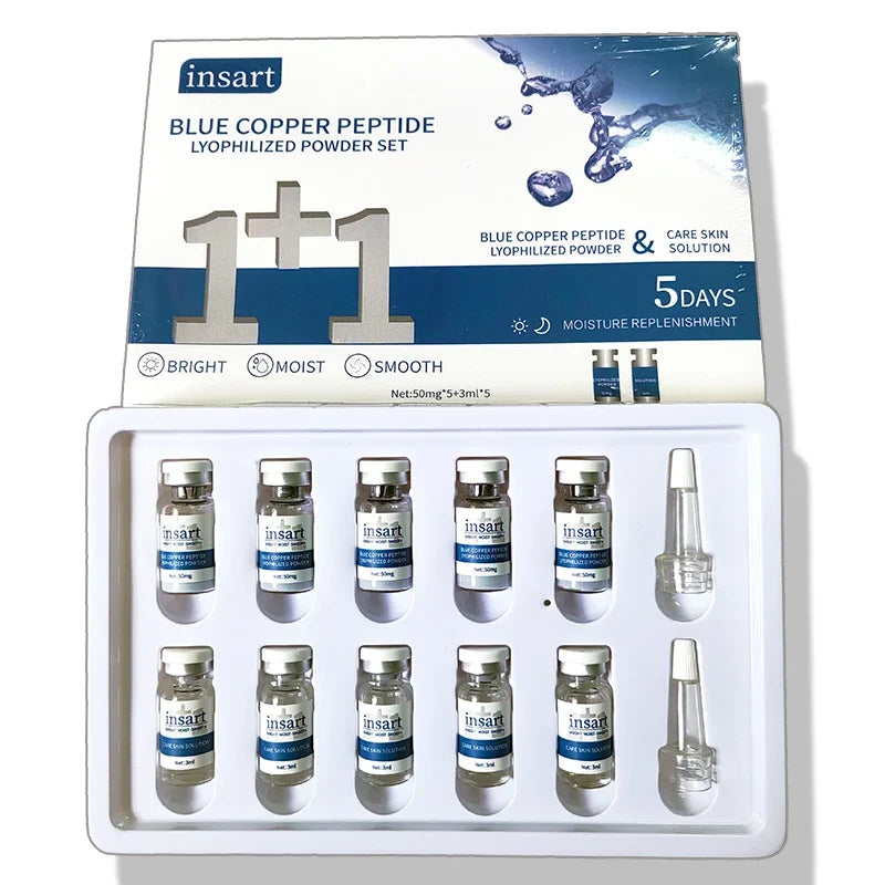 Blue Copper Peptide Lyophilized Powder Set Moisturzing Whitening Face Serum Anti Wrinkle Smooth Tender SkinCare Brighten Essence