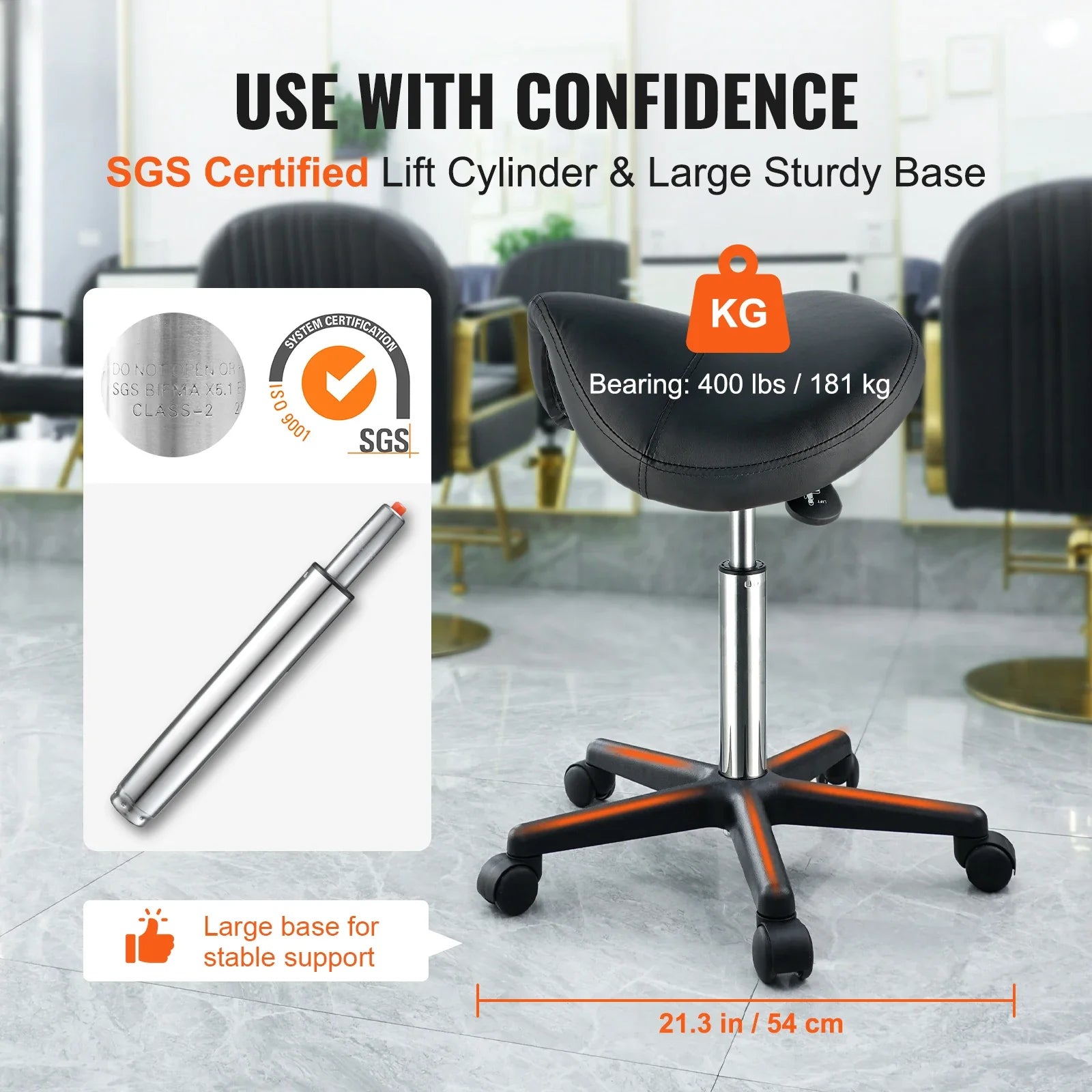 SucceBuy Ergonomic Saddle Stool With 360 Degree Rotation Casters
