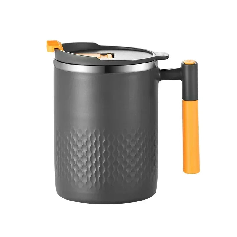 Stainless Steel Mug with Handle and Lid Double Wall Heat-resistant Anti-scald Coffee Cup Household Office Milk Oatmeal Water Cup