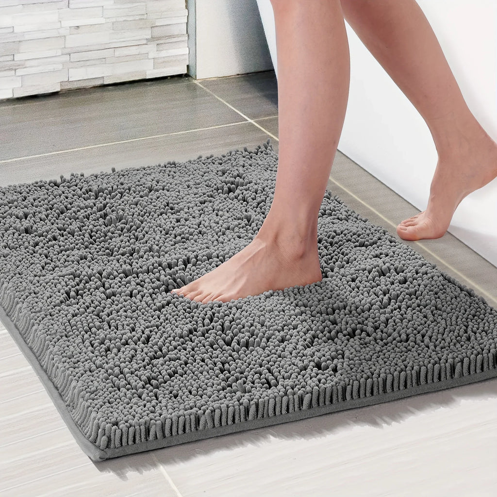 XM-Luvetoria Ultra Soft Chenille Bath Mat Super Absorbent Machine Washable