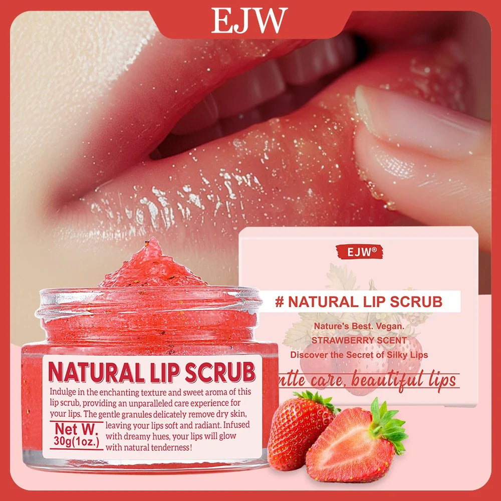 Strawberry Lip Scrub & Repair, Exfoliator & Moisturizer for Chapped, Dry and Flaky Lips,Sugar Lip Scrub Improve Dullness Remove.