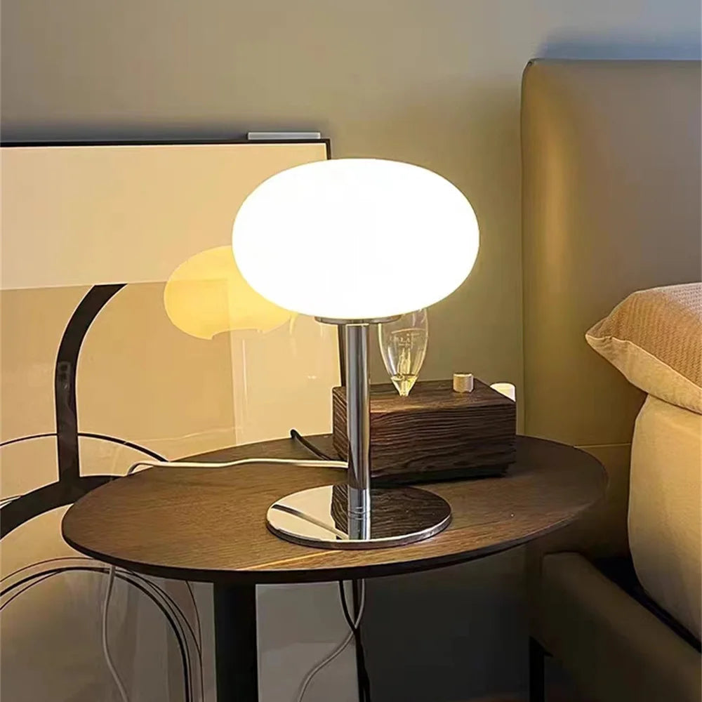 Lollipop Table Lamp Medieval Cream Glass Lamp Living Room Bedroom Study Simple Atmosphere Retro Glass Standing Lamp Home Decor