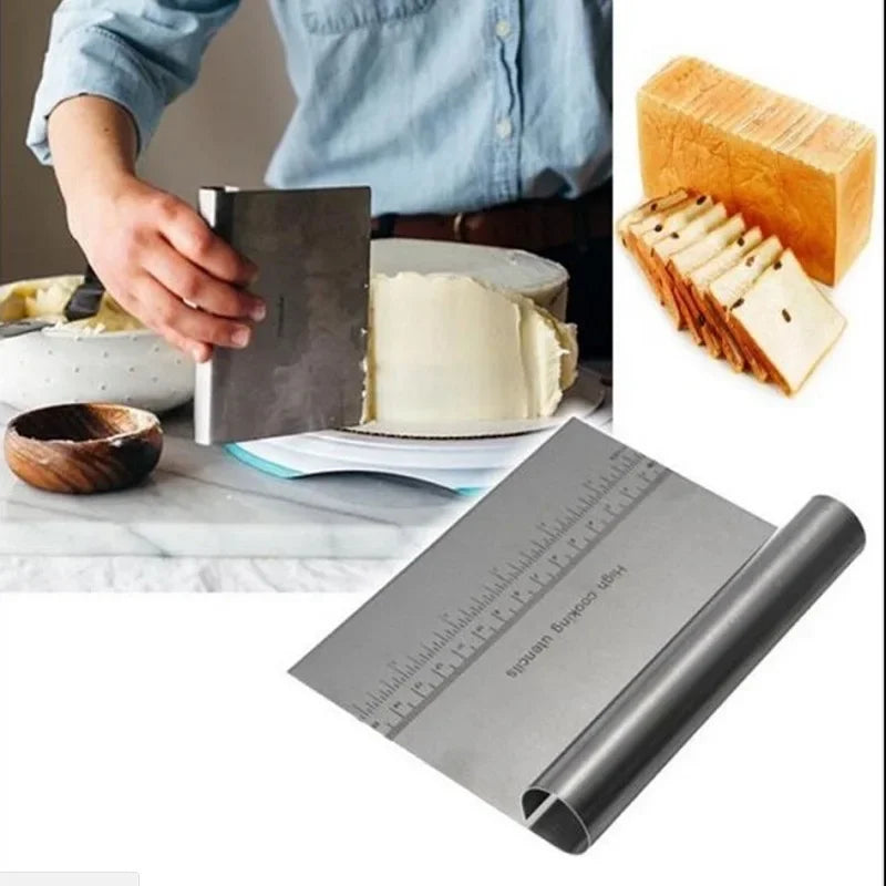 6"/8" Stainless Steel Cake Scraper DIY Dough Pastry Spatulas Buttercream Edge Smoother Cake Decorating Tools Baking Accessories
