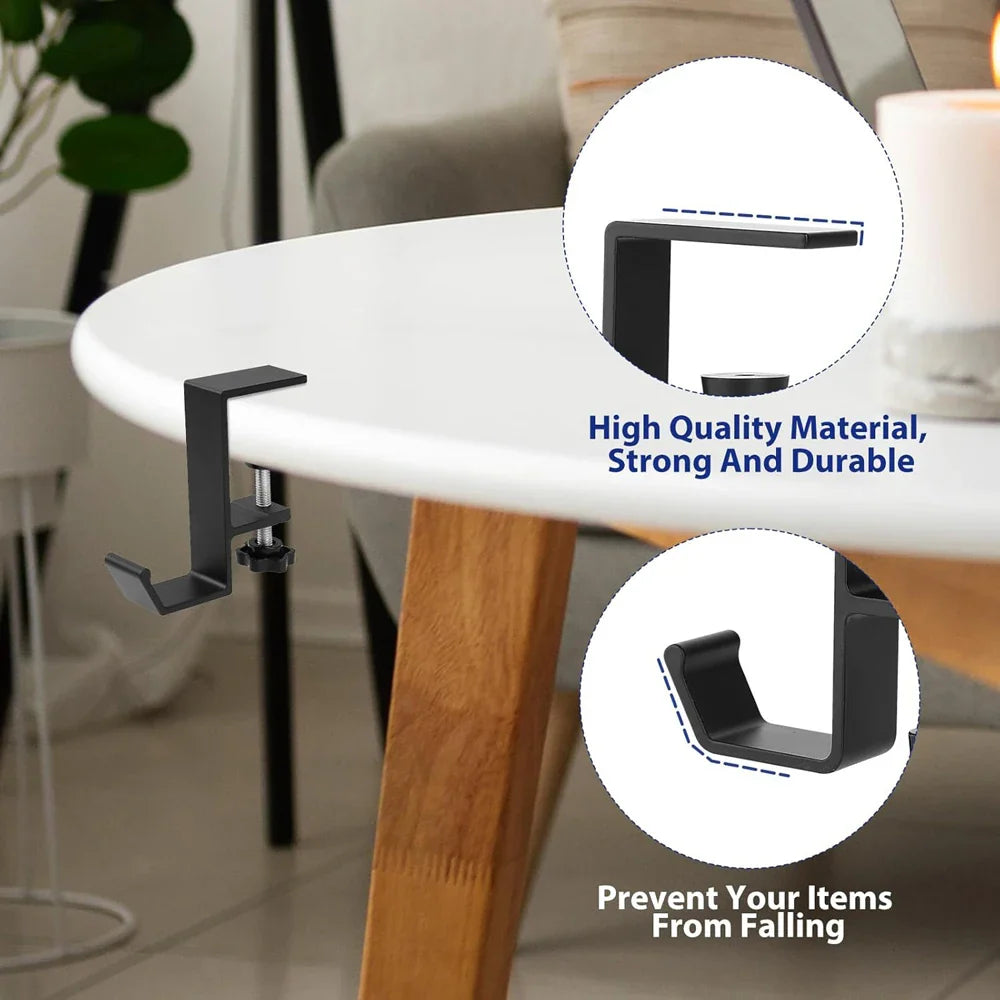 Aluminum Alloy Headphone Hook Hanger Universal Gaming Headphone Stand Under Desk Non-Slip Adjustable Desk Headphone Hanger Hook