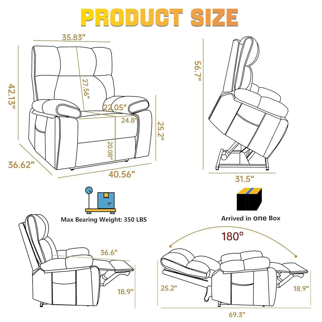 Dual Motor Power Lift Recliner Chair With Massage And Heat