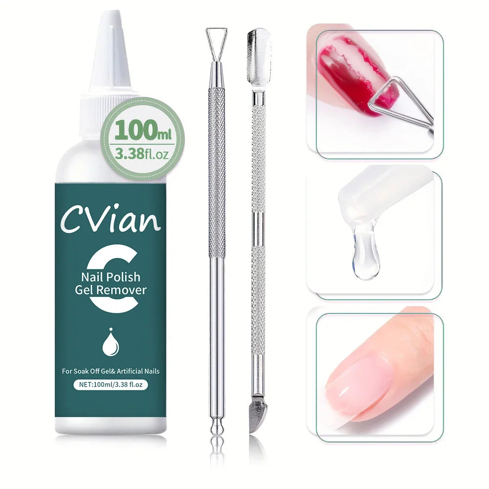 Gel Nail Polish Remover kit, 100ml/3.3oz Soak-Off Gel Nail Polish Remover - Effectively and Easily Removes Gel Nail Polish