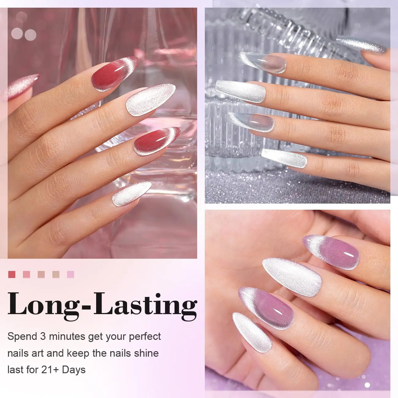 6pcs 7.5ml New Popular Reflective Cat's Eye Magnetic Nail Gel Semi Permanent Nail Art Soaking LED Nail Salon DIY Nail Salon Gel