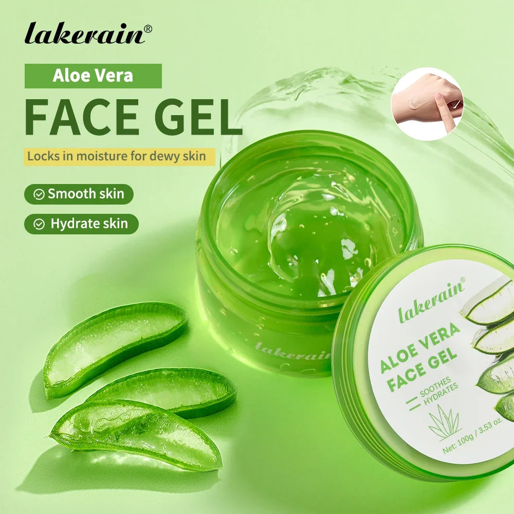 Lakerain Aloe Vera Skin Care Set Deep Hydration Smooth Delicate Skin Fast-absorbing Formula Cleanser Toner Serum Lip Blam Kit