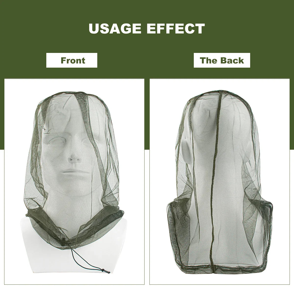 1Pc Ultra Large & Long Extra Fine Holes Mesh Soft Durable Fly Screen Premium Mosquito Insect Head Net Face Protector Camping Cap