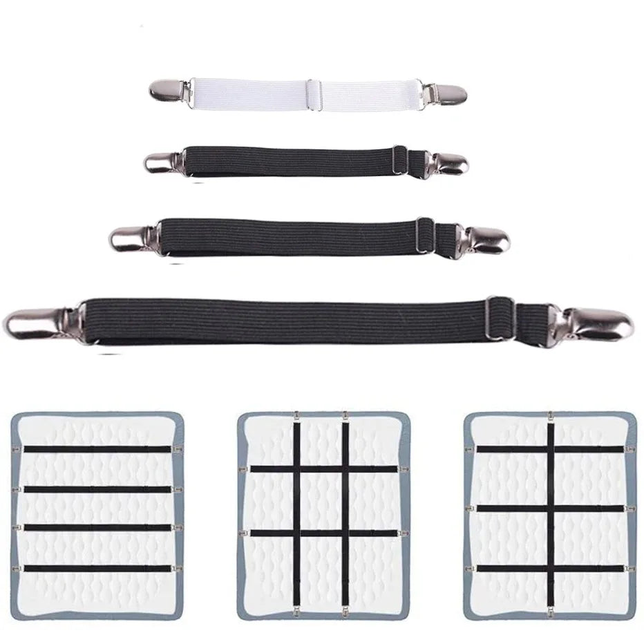 Bande de fixation élastique pour drap de lit 4 pièces/ensemble pinces pour drap de lit ceinture réglable support de couvertures