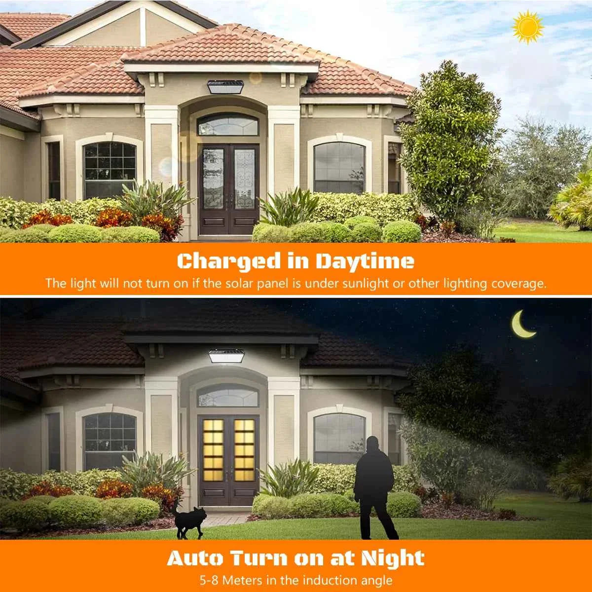 Solar Lights Outdoor Waterproof Motion Sensor 258 LED Solar Flood Light Solar Security Wall Lights with 3 Modes IP65 Waterproof