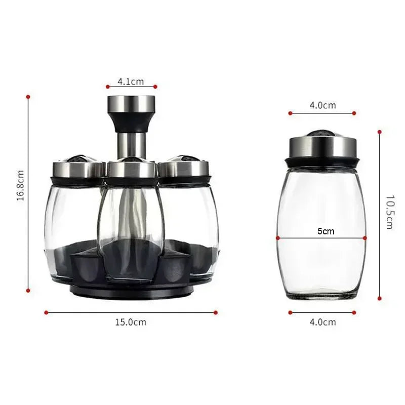 NEW Single Bottle Glass Jar and Spice Jar Set Rack Glass Seasoning Sugar Pepper Bottles Salt Shakers Holder Kitchen Storage Rack