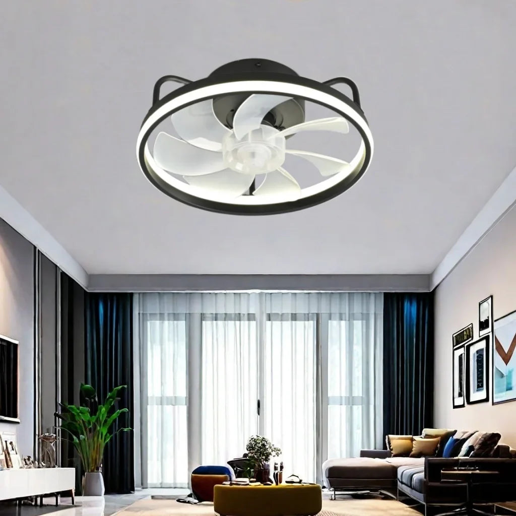 Modern LED Ceiling Fan Light DC Motor 6 Speed Timer Fan Low Floor Attic Remote Control Decorative Fan Light
