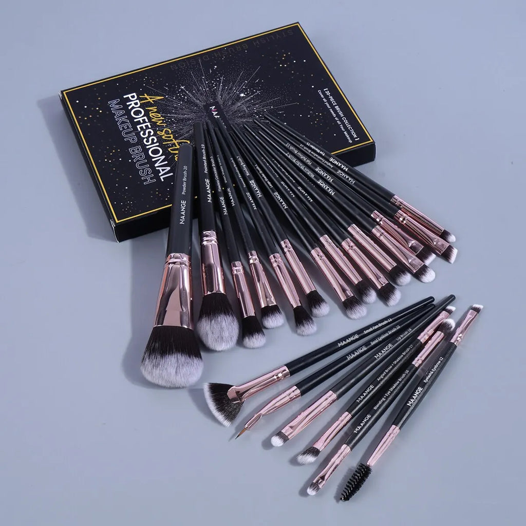 Maange 20Pcs Makeup Brushes with Box Professional Cosmetic Powder Eye Shadow Foundation Blush Blending Beauty Tool For Women