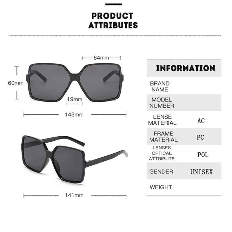 Brand Designer Fashion Oversized Sunglasses Women Plastic Female Big Frame Gradient Sun Glasses UV400 gafas de sol mujer