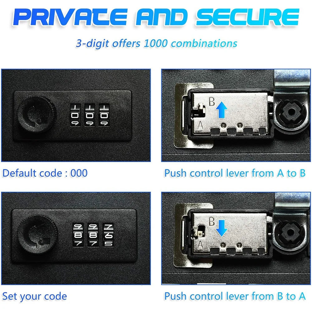 Key Storage Lock Box 20 Key Hooks Combination Key Cabinet Security Lock Box with Key/Code Lock Locking Key Cabinet Key Safe Box