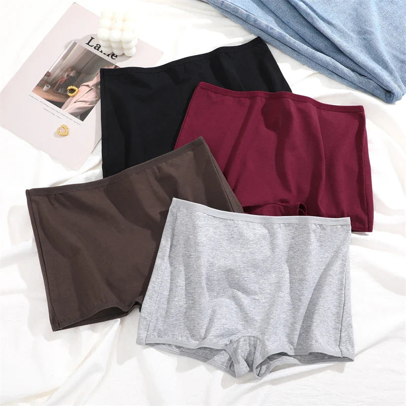 New 4PCS Women's Panties Cotton Seamless Sports Boxers Underwear Female Solid Color Cozy Lingerie Intimate Underpants XS-XL
