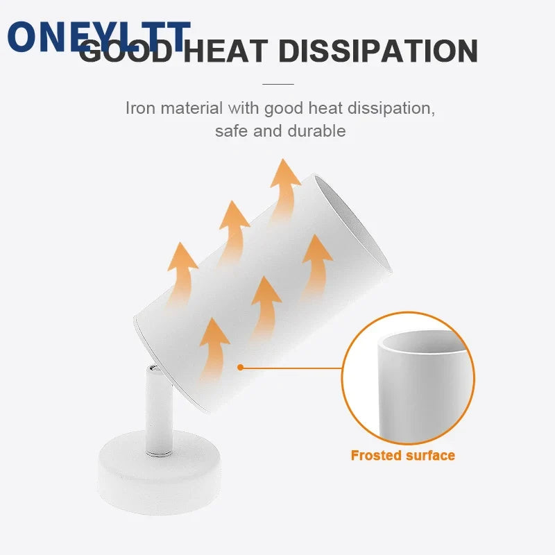 Surface Mounted 360° Rotatable White Black Gold Copper LED Ceiling Track Downlight 6W GU10 Bulb Replaceable Wall Spot Light