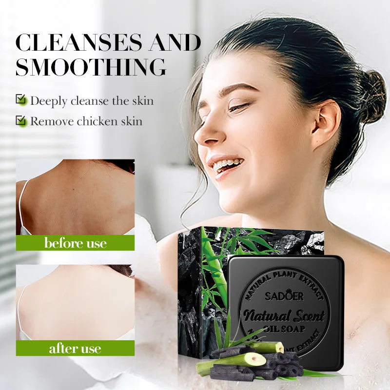 Bamboo Charcoal Handmade Soap Women Cleaner Deep Cleansing Body Whitening Soap Shaving Sabonis Skin Lightening Foam 1box
