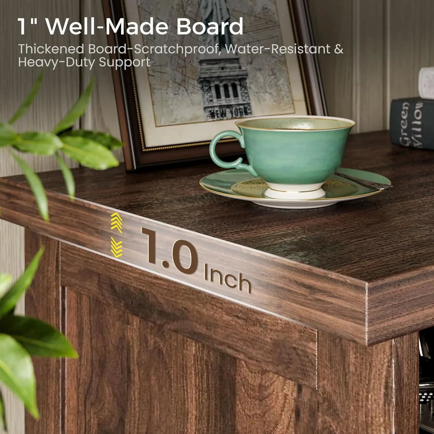 BIANXIANG Farmhouse TV Stand With Power Outlet And LED Lighting