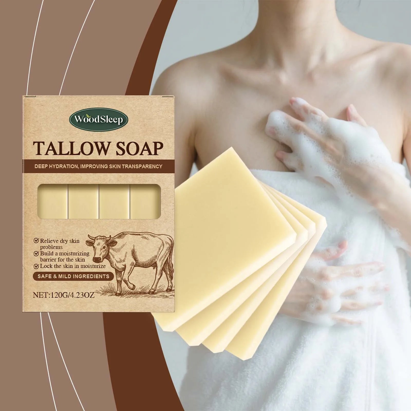 Grass-Fed Beef Tallow Soap Gently Clean For Skincare Suitable For Face & Body Wash Refreshing Rich In Lather Soap Bar Moisturize