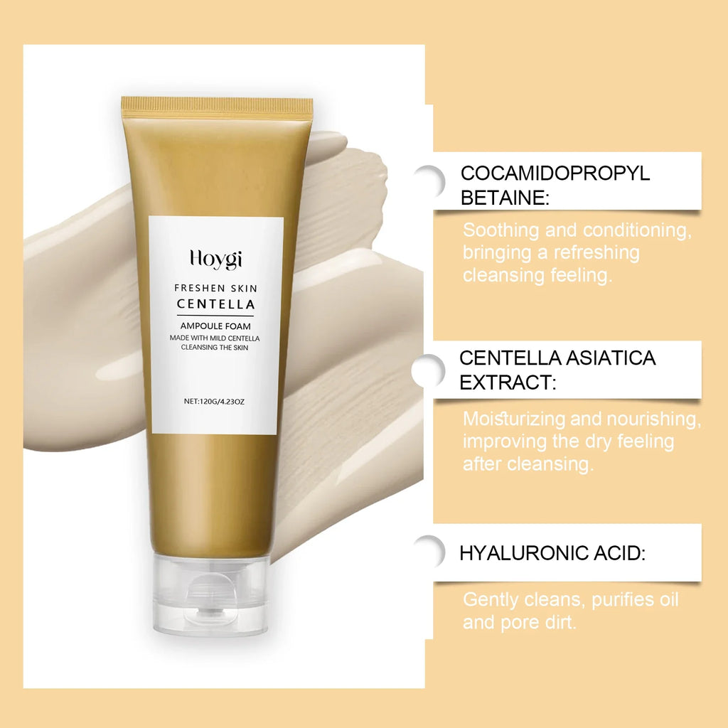 Centella Deep Cleansing Foam Facial Cleanser Low PH Soothing Hydrating Exfoliating Blackhead Remover Hyaluronic Acid Face Wash