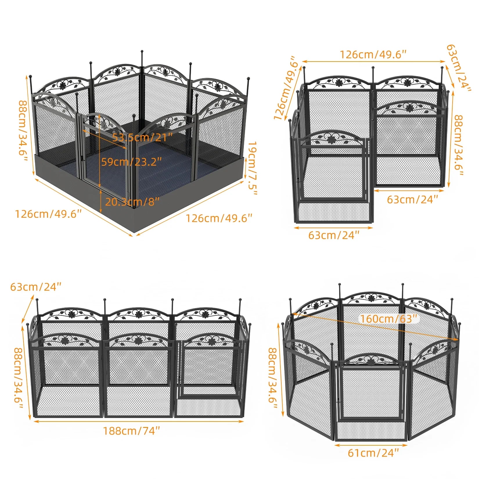 BINGOPAW 8-Panel Heavy Duty Dog Playpen Outdoor Indoor Metal Fence