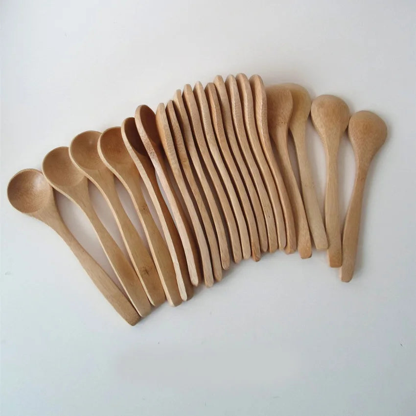 10 Piece Wooden Honey Spoon Set | Eco Friendly Bamboo Kitchen Condiment Scoop