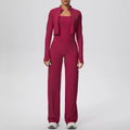 Yoga Set 3PCS Women Workout Sets Sportswear Gym Clothing Fitness zipper Long Sleeve High Waist Leggings Sports Suits Yoga Suit