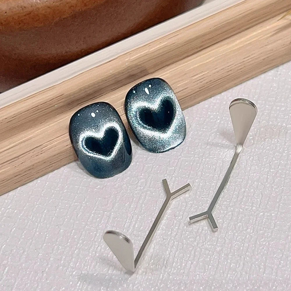 2pcs Love-shaped Nail Art Magnet Set Y-shape Iron Wire Cat Eye Magnetic Stick Strong Heart Pattern Magnetic Gel Polish Nail Tool