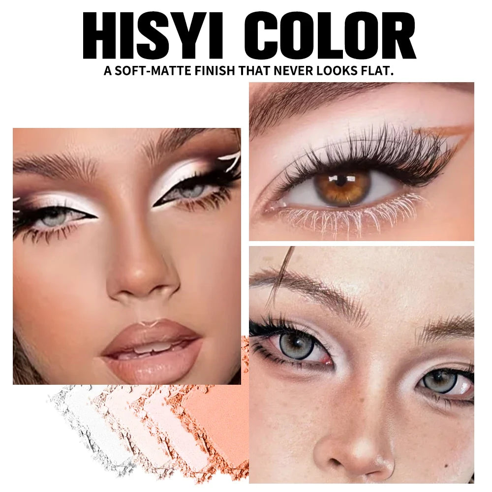 Long Lasting Matte highlights with eyeshadow tray - Shiny glitter for natural contours of all skin tones, orange and white