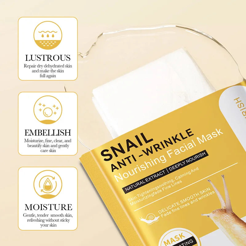 10pcs BIOAQUA Snail Face Mask Moisturizing Brightening Firming Hydrating skincare Facial Masks Face Sheet Mask Skin Care