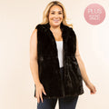 Plus Size Faux Fur Hooded Vest
