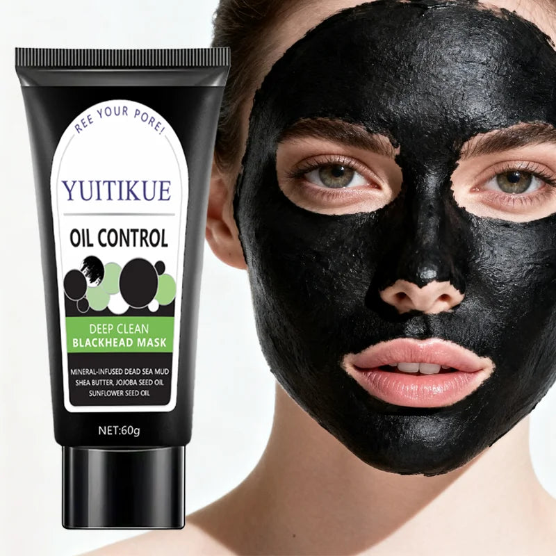 YUITIKUE Oil Control Blackhead Mask, Bamboo Charcoal Deep Clean Peel-Off, Creamy Texture Pore Cleanser, 60g