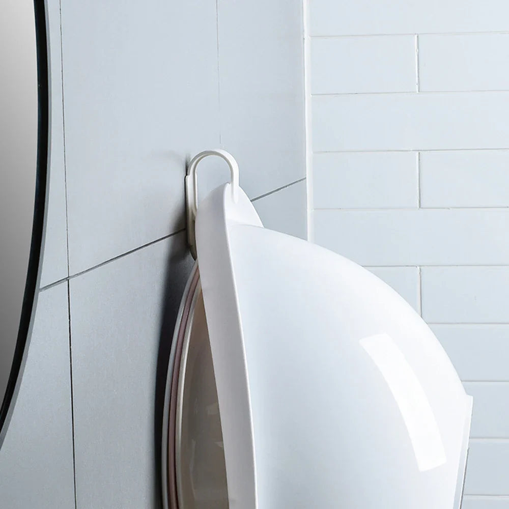 Double Layer Wall Hanging Washbasin Hook Punch Free Adhesive Wash Basin Storage Rack Save Space Home Universal Storage Hook