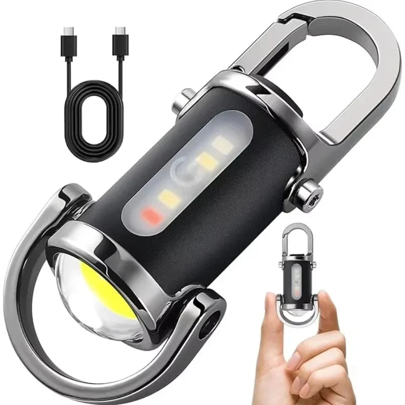 Mini LED Flashlight Outdoor Portable Magnetic Torch Lamp for Camping Fishing Walking Work Light with Red Warning Light